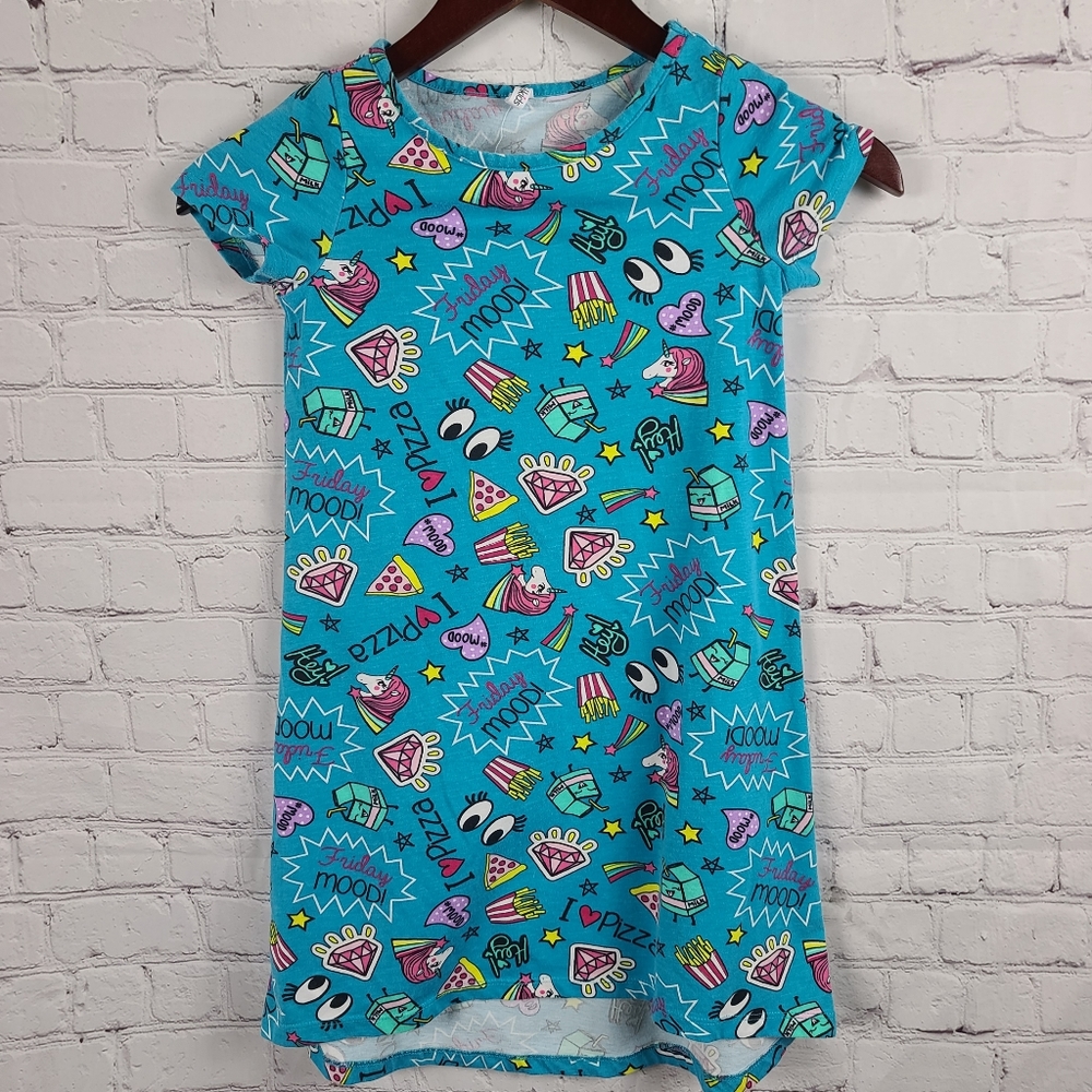 Fabkids Girls Dress. Light blue with graph…